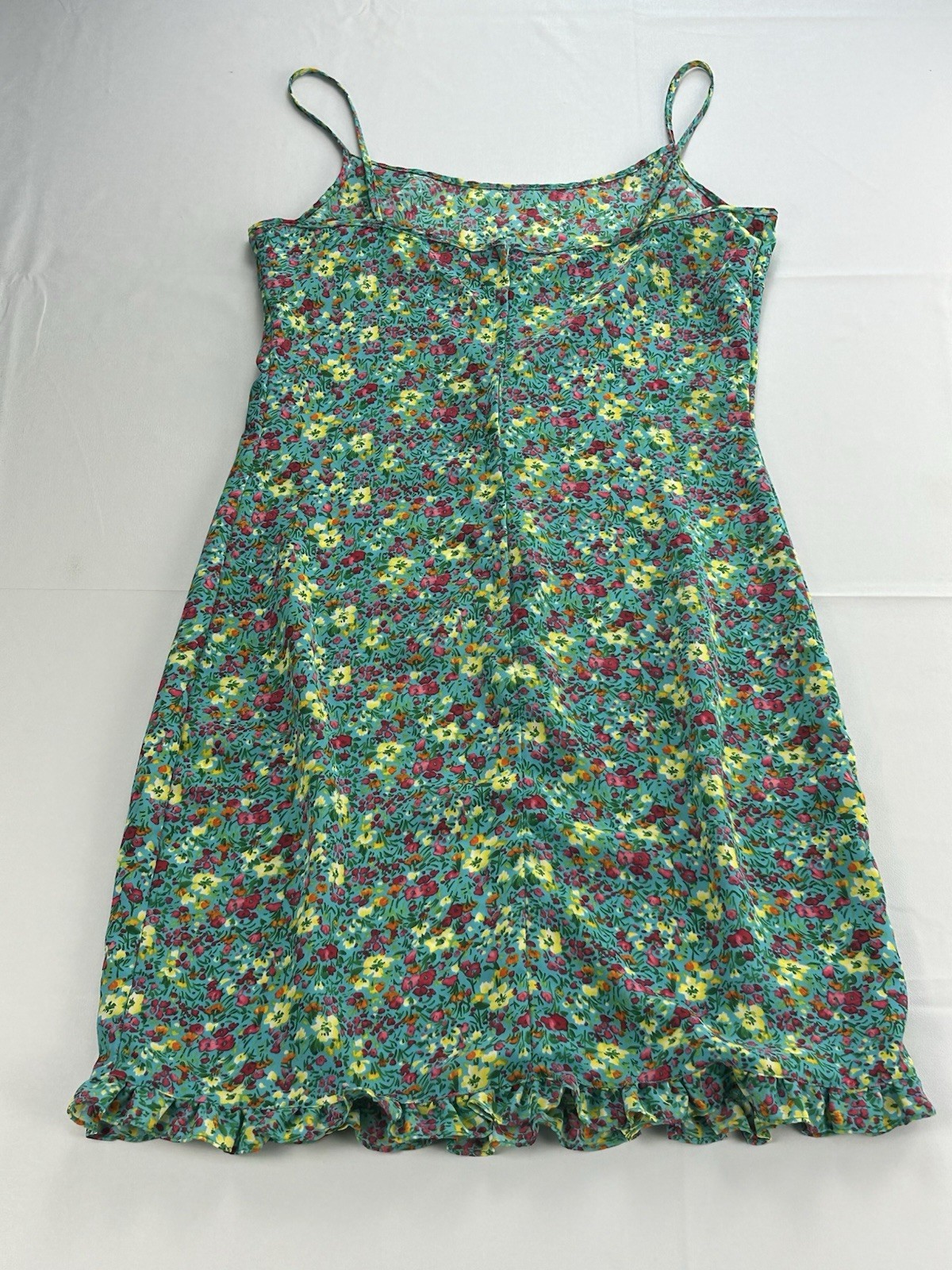 Byer Too! California Floral Slip Dress 9 Ruffle Hem Y2K Cottage Needs Stitching