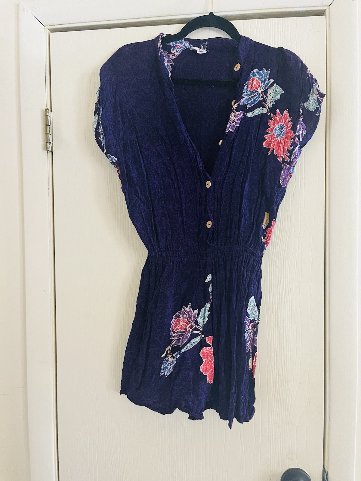 VTG Rayon Batik Boho Festival Coconut Grove Beach Shorts Jumper Romper Xs