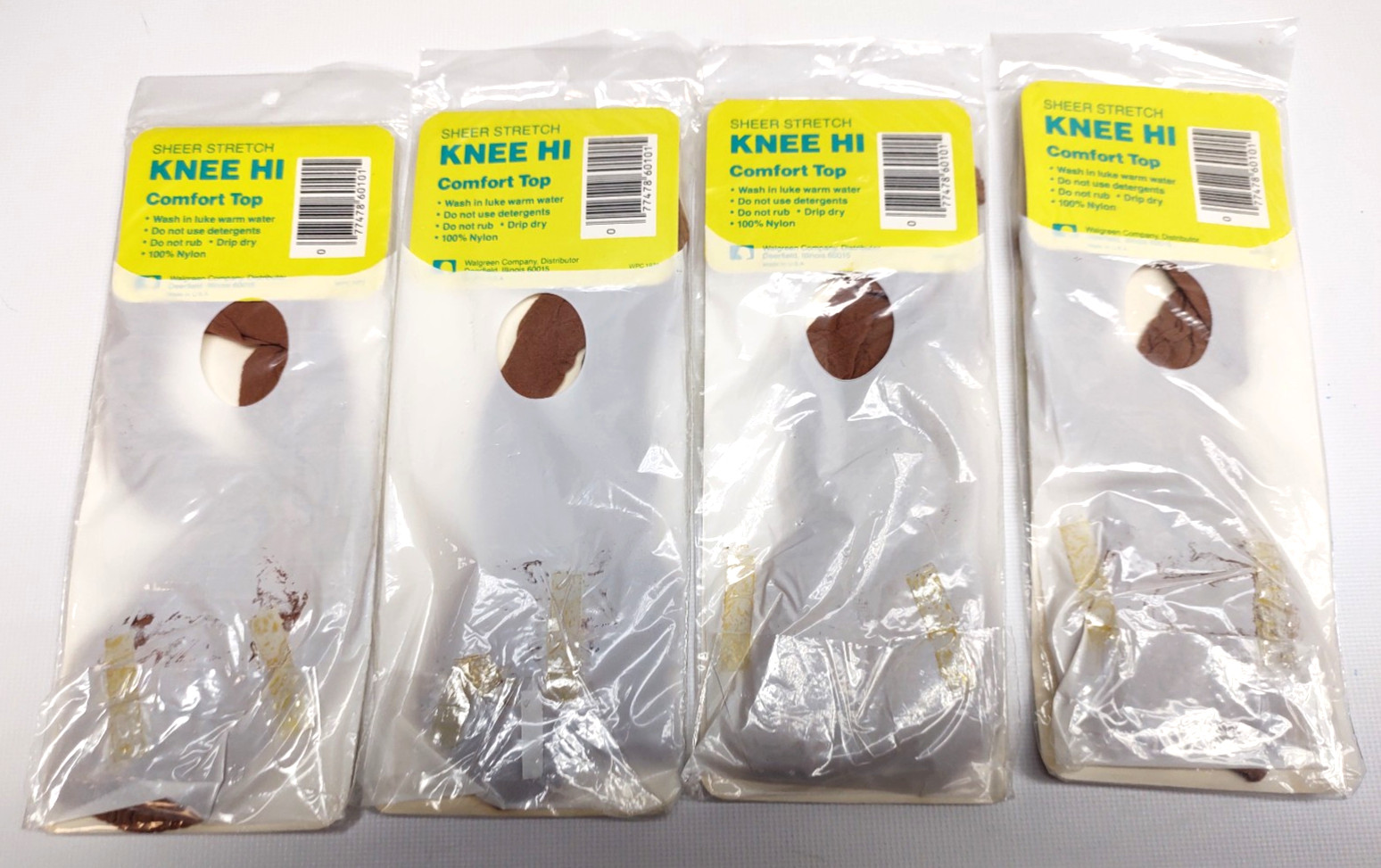 4 Vtg NIP Queen Beige 846 Walgreens KNEE HI Sandalfoot Comfort Top Sheer Stretch