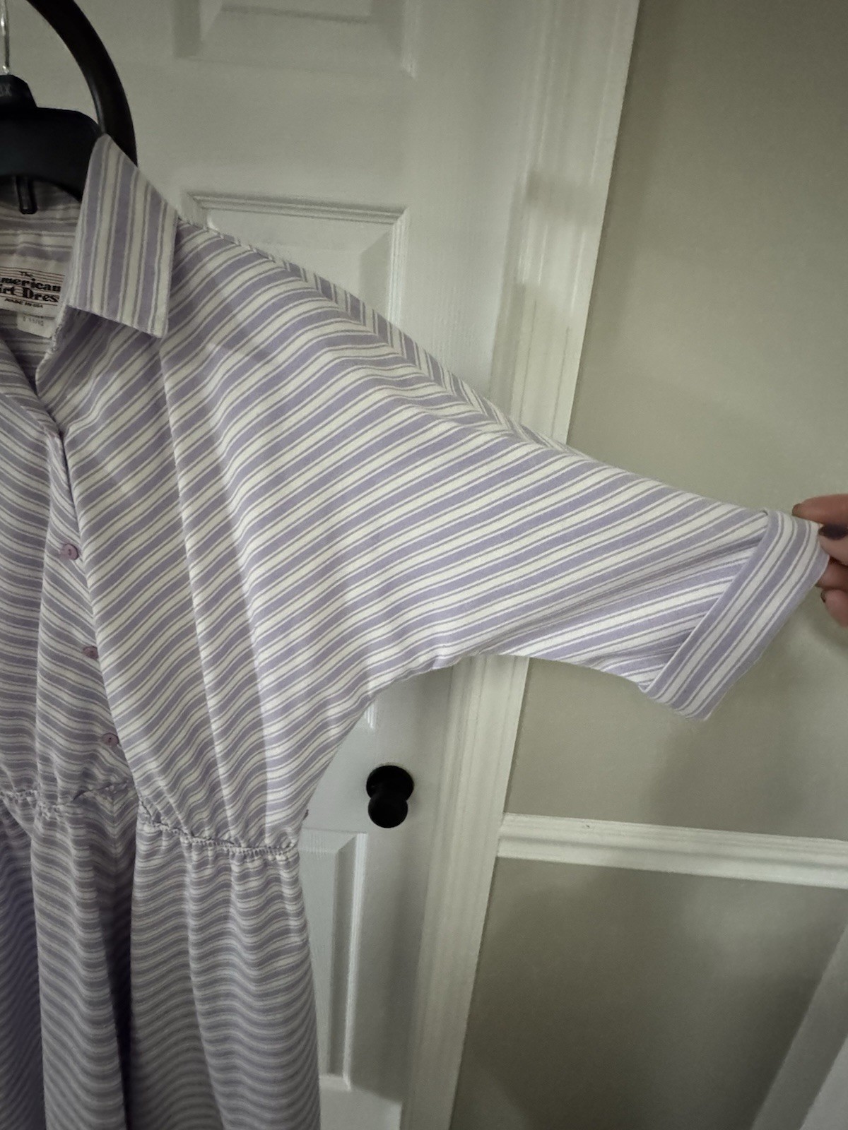 The American Shirt Dress Vintage 80’s Lavender White Stripe Size 11/12 USA