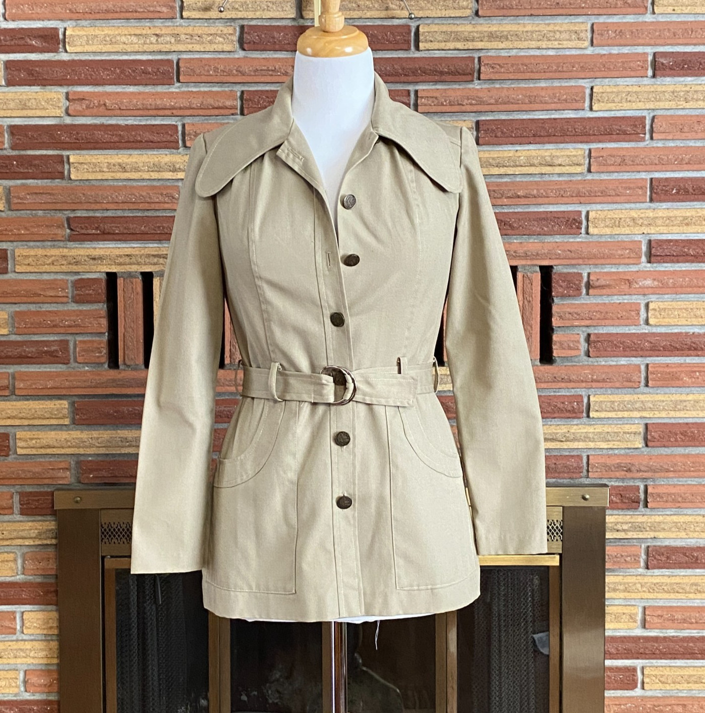 Womens 1970s Spring Jacket Tan Size XS