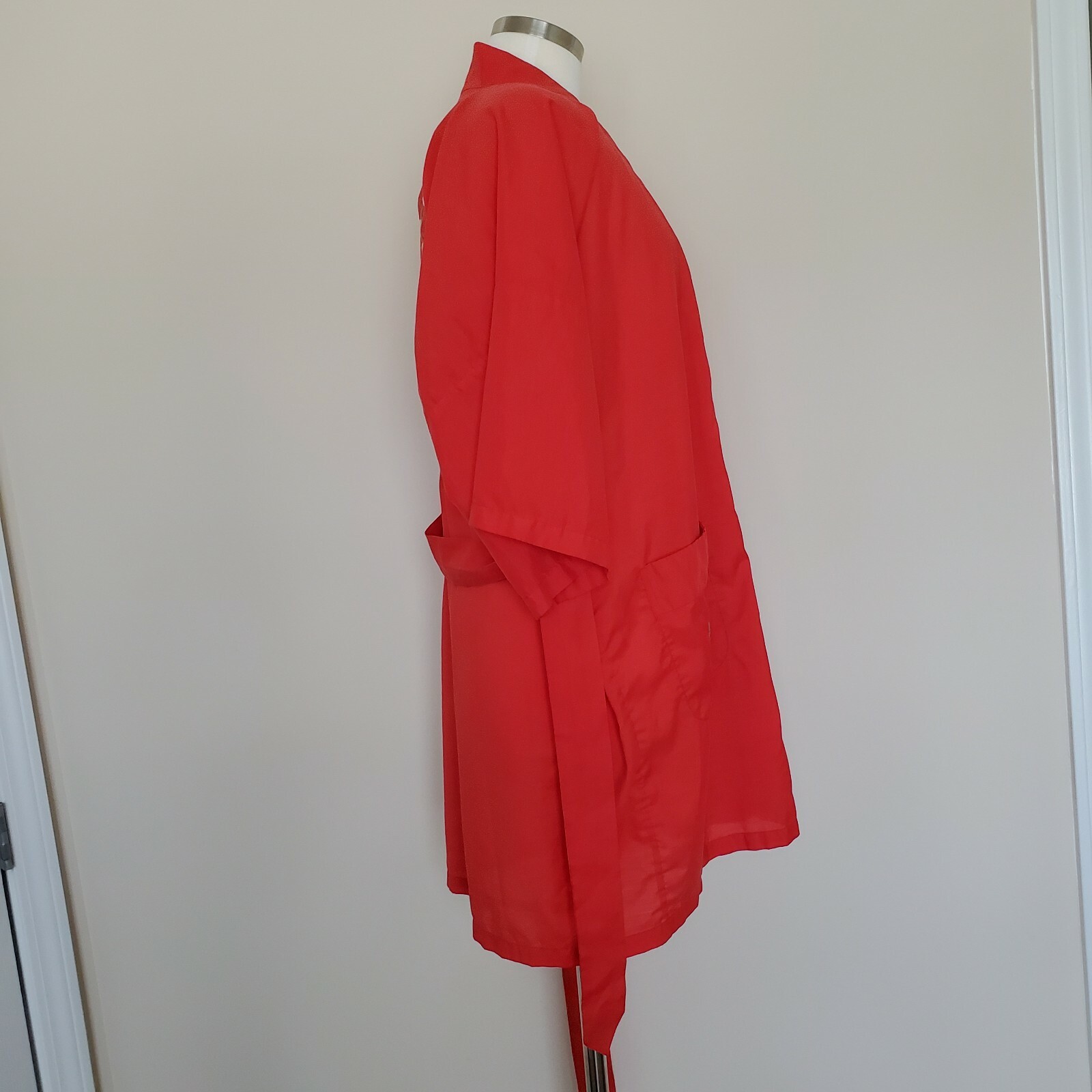 Jodie Arden Vintage Robe Embroidered Embroidery Red Dressing Gown Pockets Large