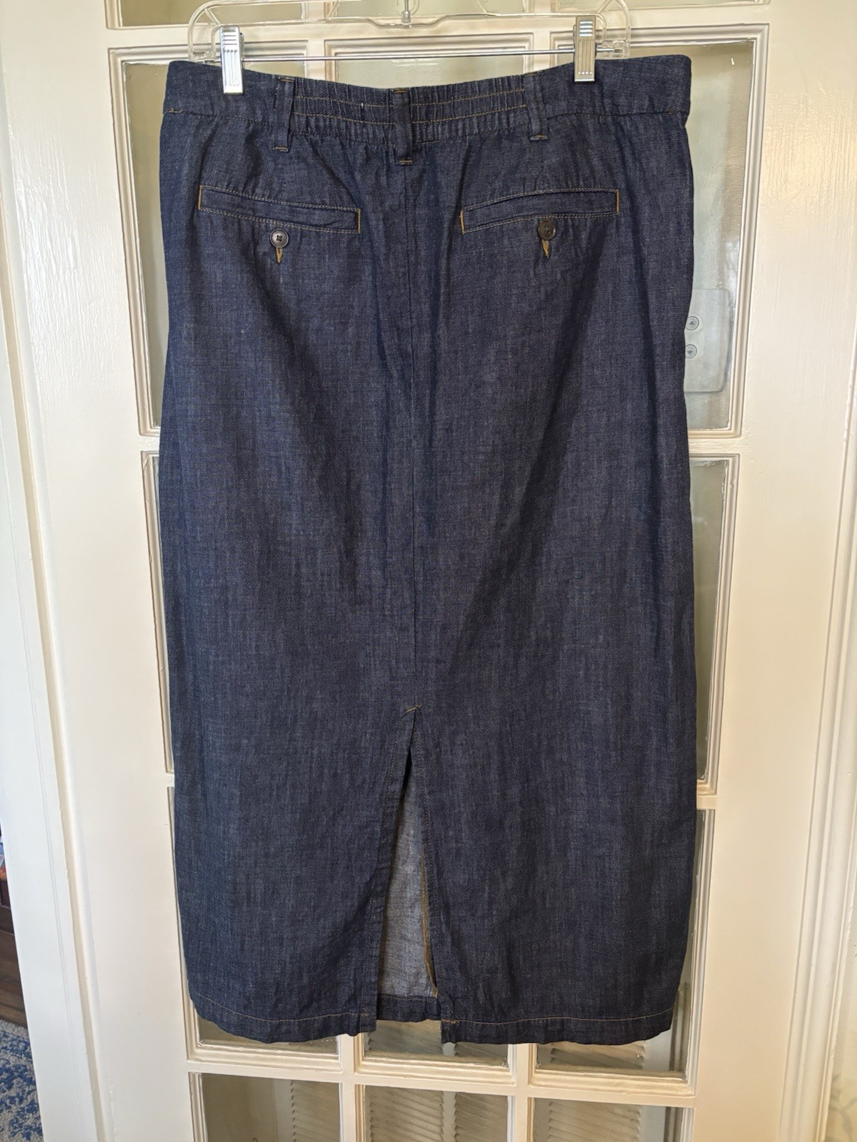 Vintage Crazy Horse Liz Claiborne Denim Maxi Jean Skirt Sz 12 Dark Wash A-Line