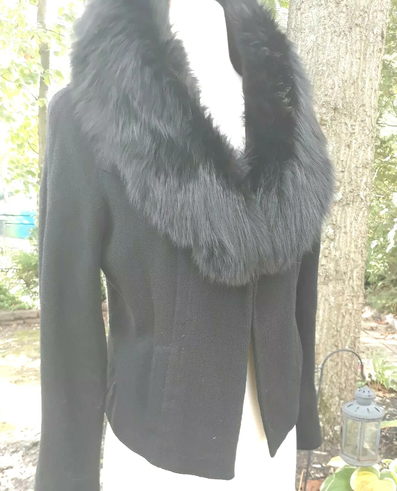 Vintage Jack Feit Ny Mink or fox Collared Black Jacket sm meds