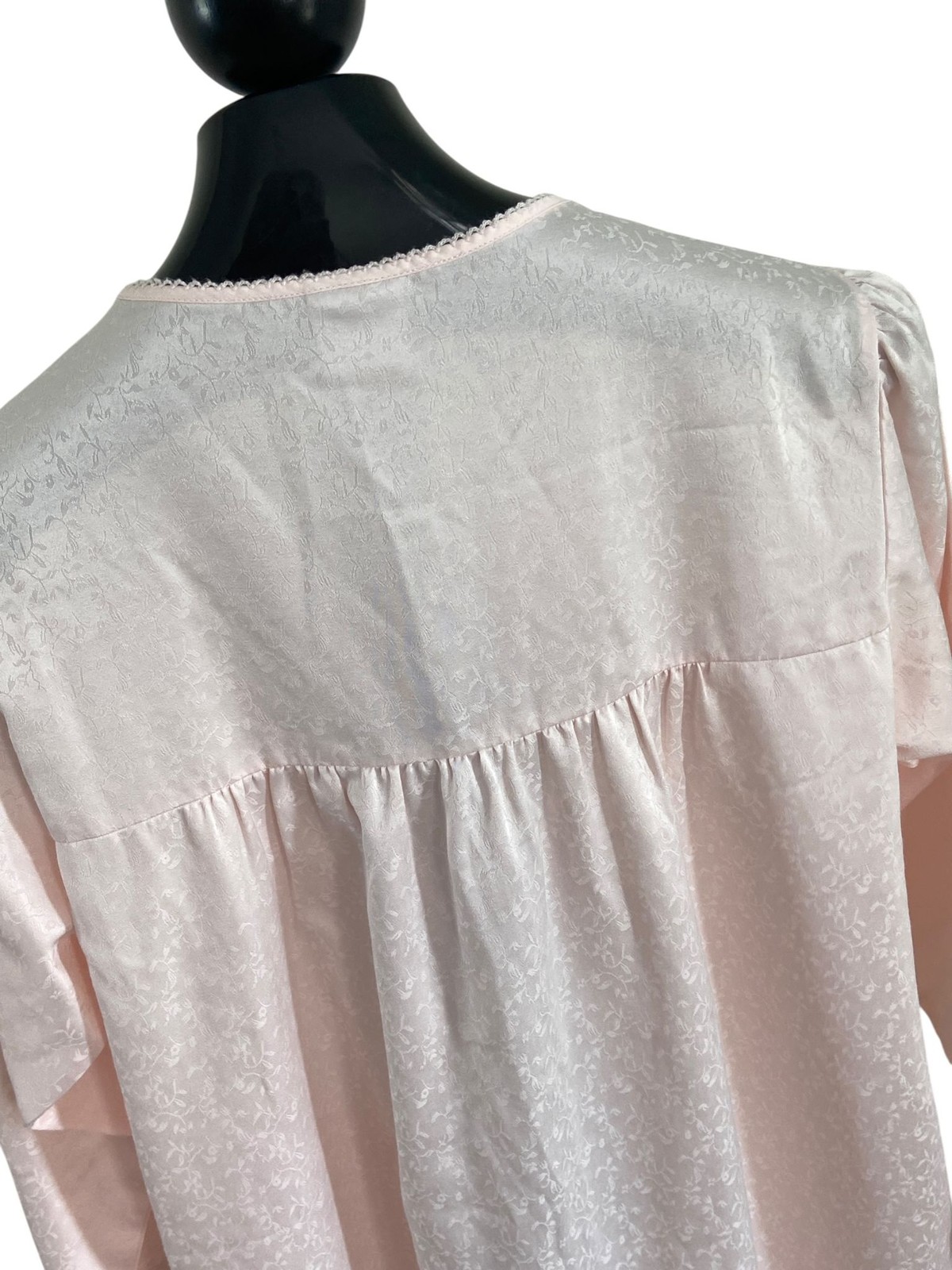 Go Softly Petites PXL Pink Embroidered Satin Nightgown Lace Yoke Pleated