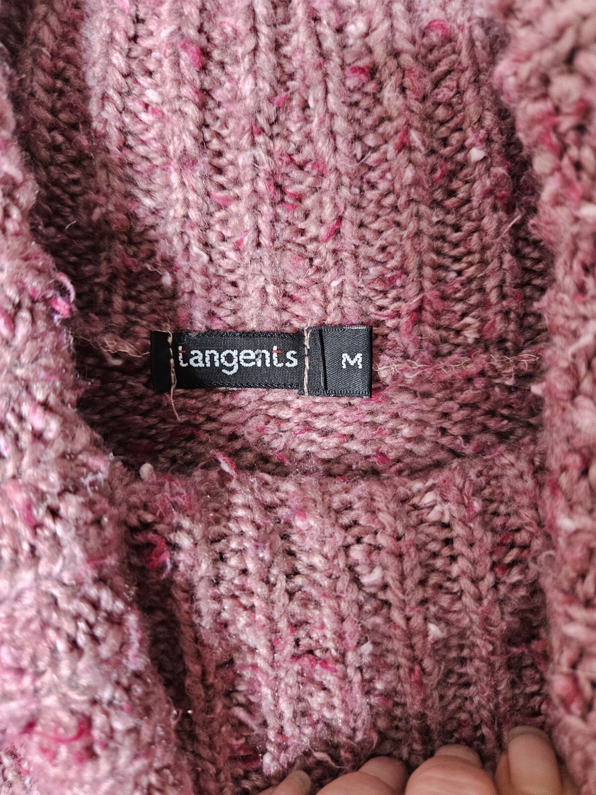 90s Y2k Tangents M Pink Colorblock Turtleneck Tweed Sweater