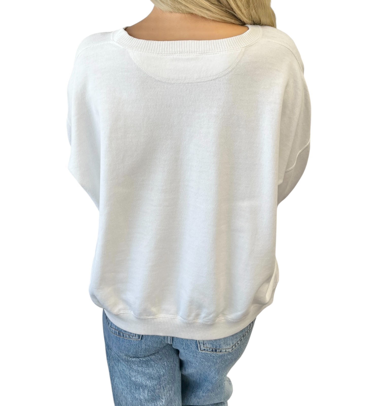CHANEL Vintage CC Logo Sweatshirt Top White Black Cotton Long Sleeve 901974