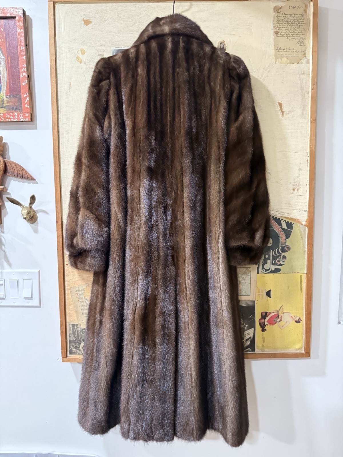 Vintage Rothman Furs Lunaraine Mink Coat Full Length Russian Sable Collar 1977