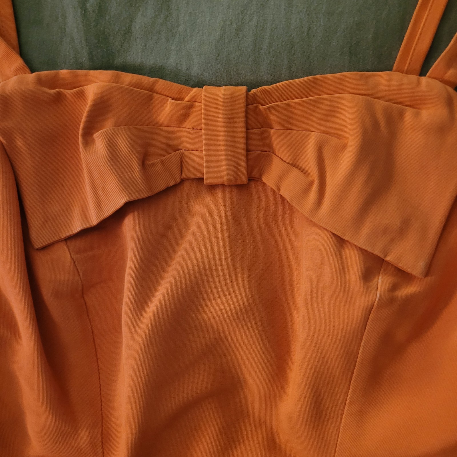 Vintage 1950s Rose Marie Reid Draped Sheath Swimsuit Orange Bow Pinup S M