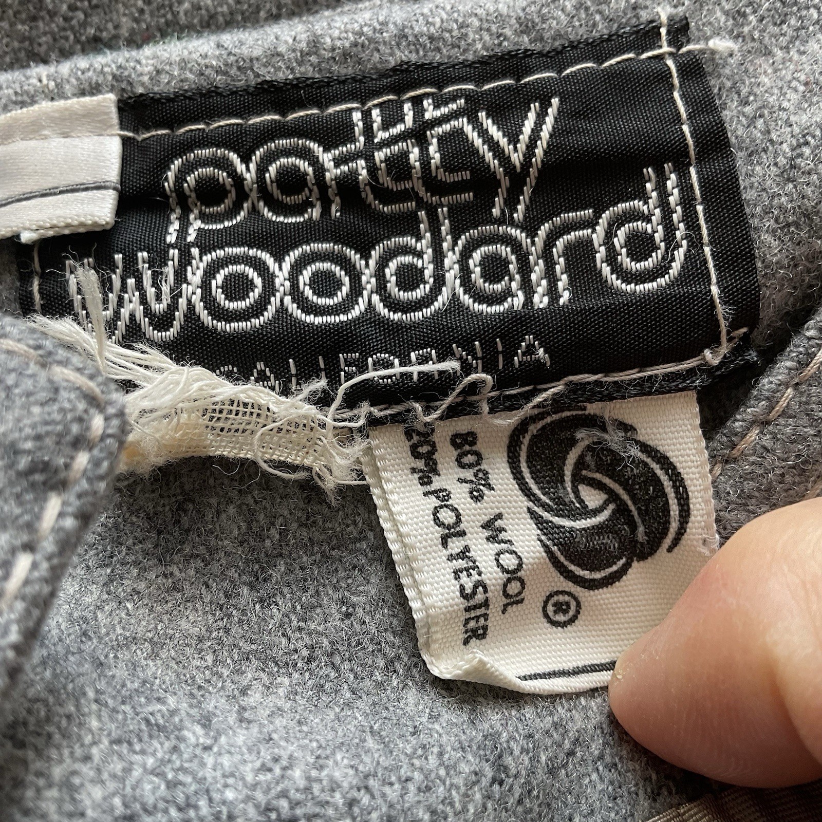 VTG 60s-70s PATTY WOODARD Women’s L Gray Wool Gabardine Belted Lined Jacket