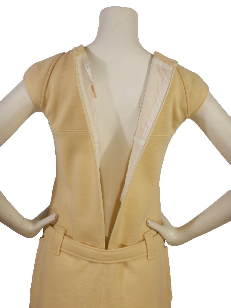 Vintage Andre Courreges Cream Knit Mod Dress Size 00