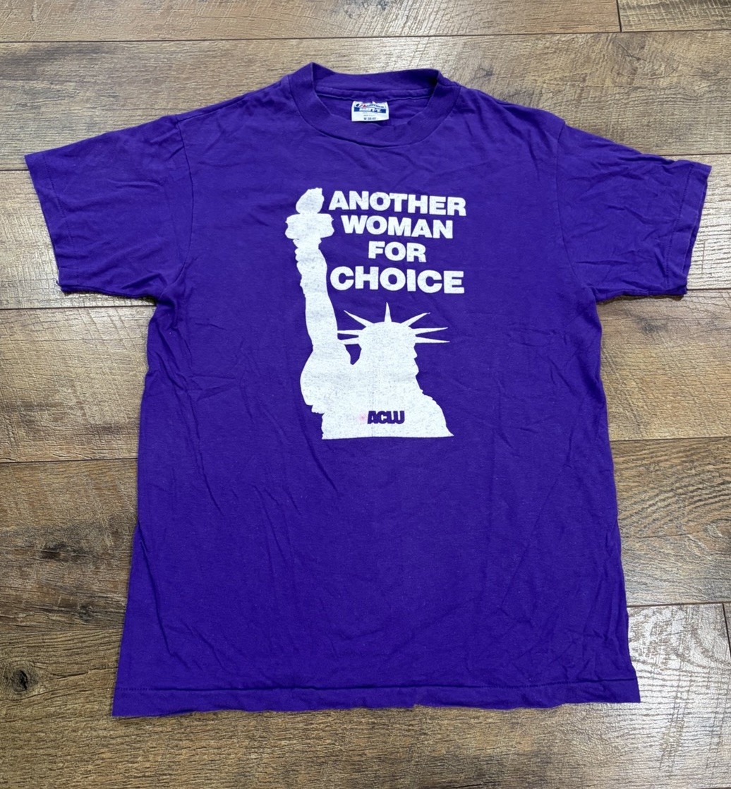 Vintage 80s Women’s Rights Pro Choice ACLU Graphic Tee Purple Medium Hanes Beefy