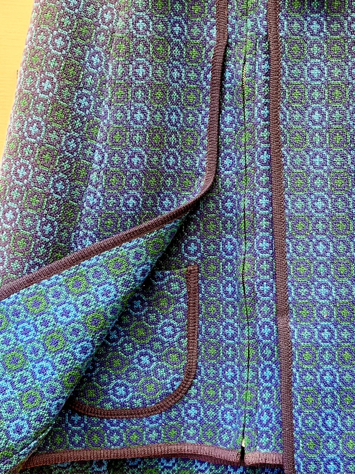 Welsh Woolens Cape Zippered Vest Blue/Green Jacquard Retro Vintage 1970’s Mod
