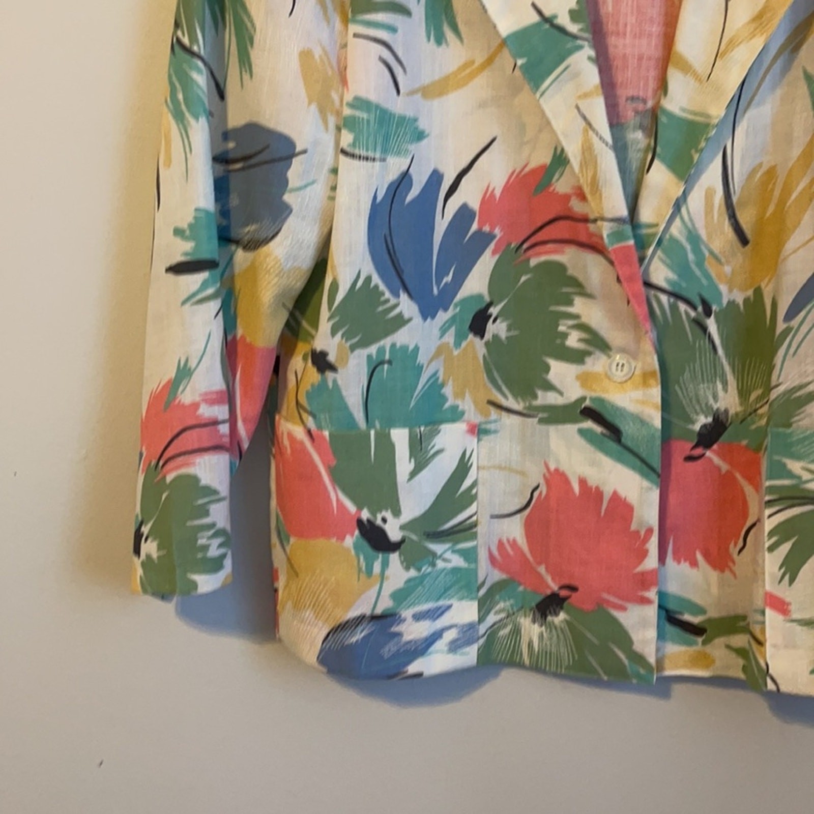 Vintage 80’s Blair unlined unstructured pastel paint stroke 1 button blazer