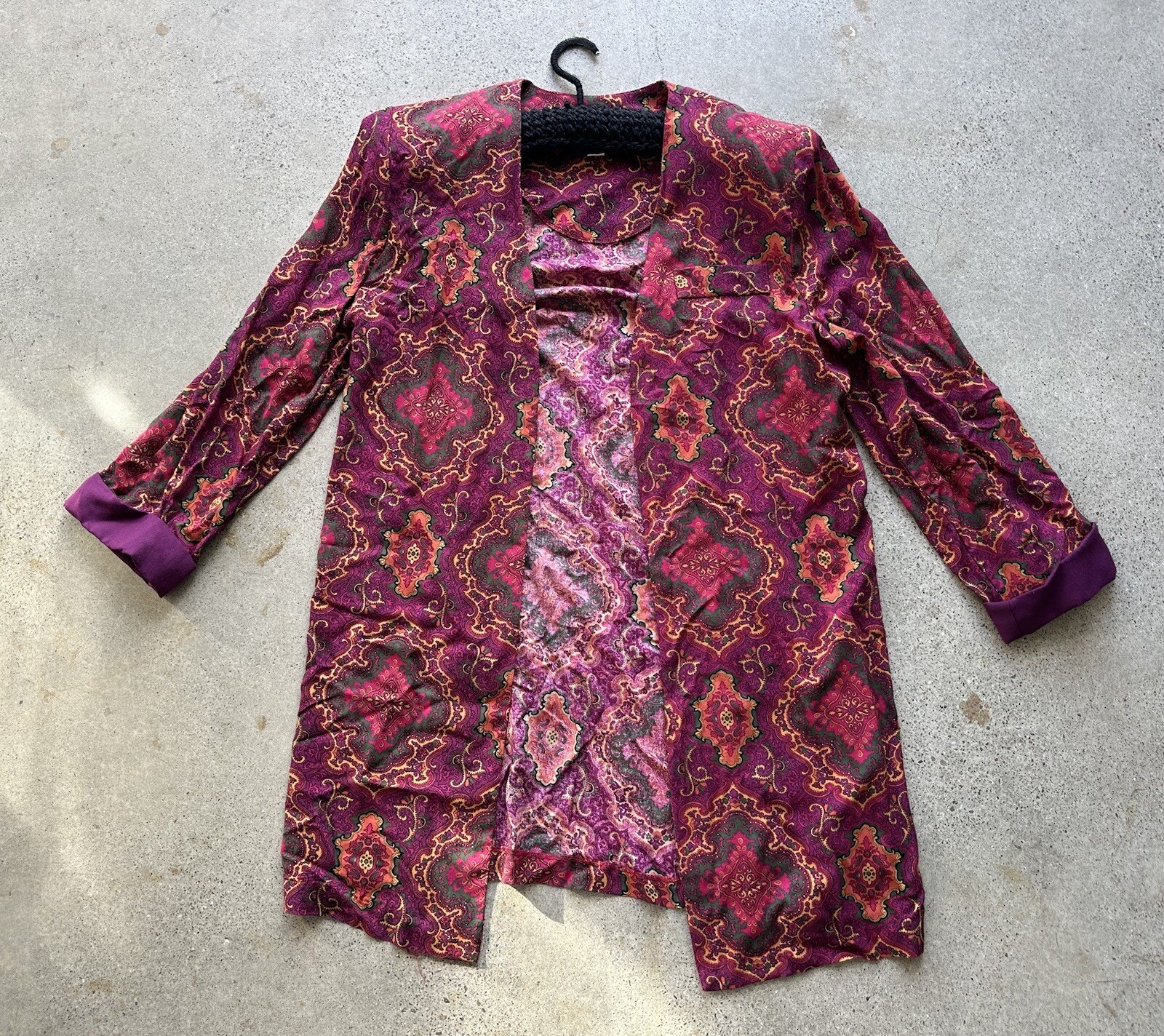 Vintage Just In Thyme Abstract Psychedelic Paisley Open Cardigan Jacket Size 14