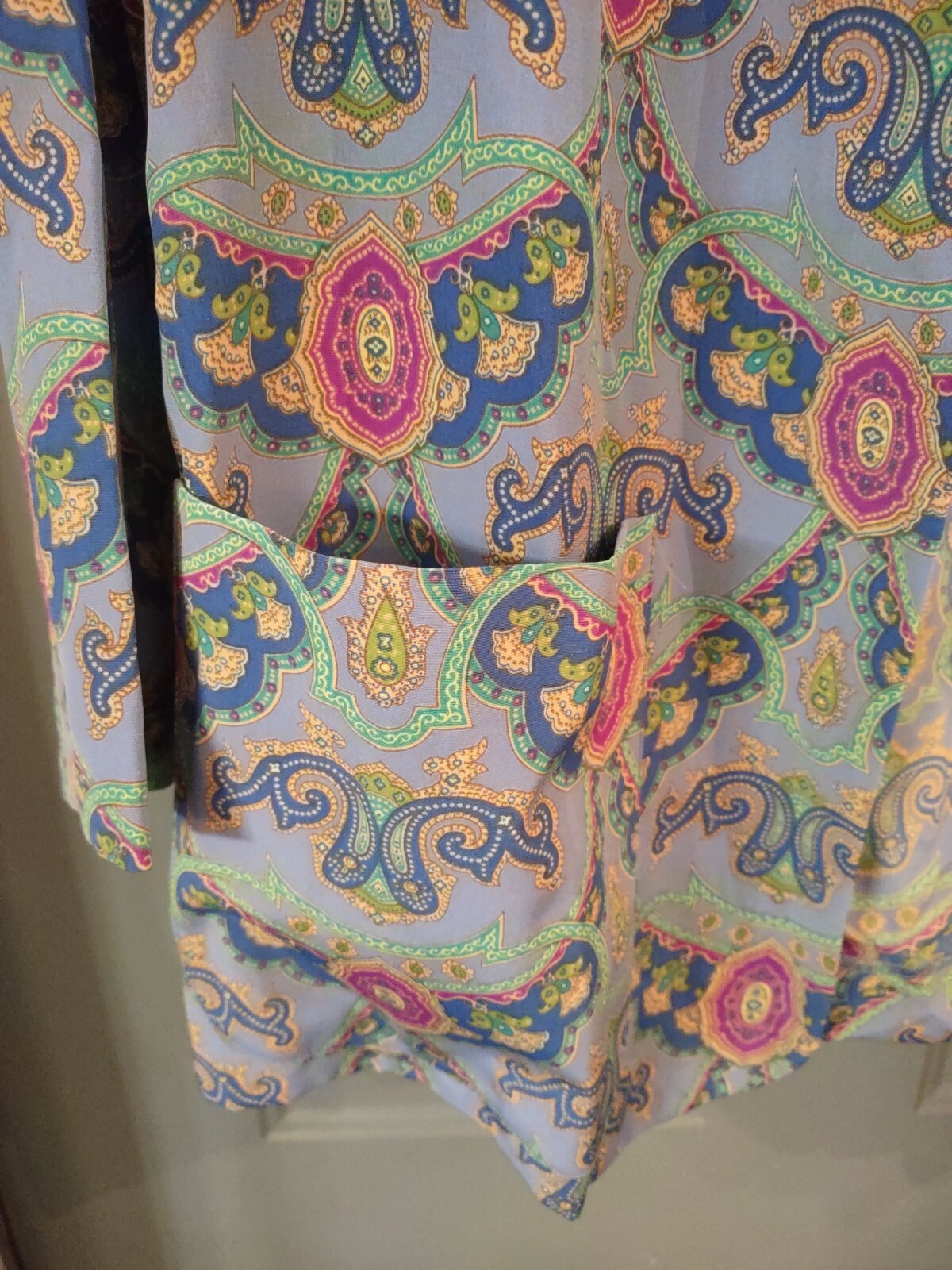 Vintage 90s Leslie Faye Open Jacket Gorgeous Paisley Print Polyester Size 10 NWT