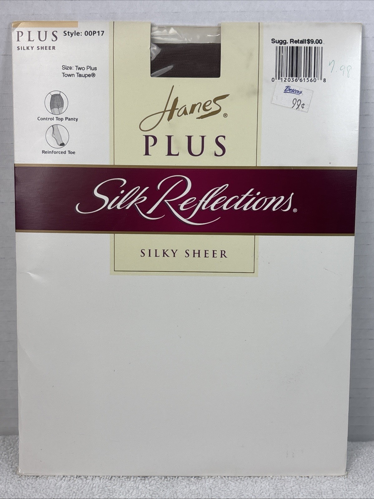 Hanes Silk Reflections Pantyhose TWO PLUS Town Taupe Control Reinforce Toe OOP17