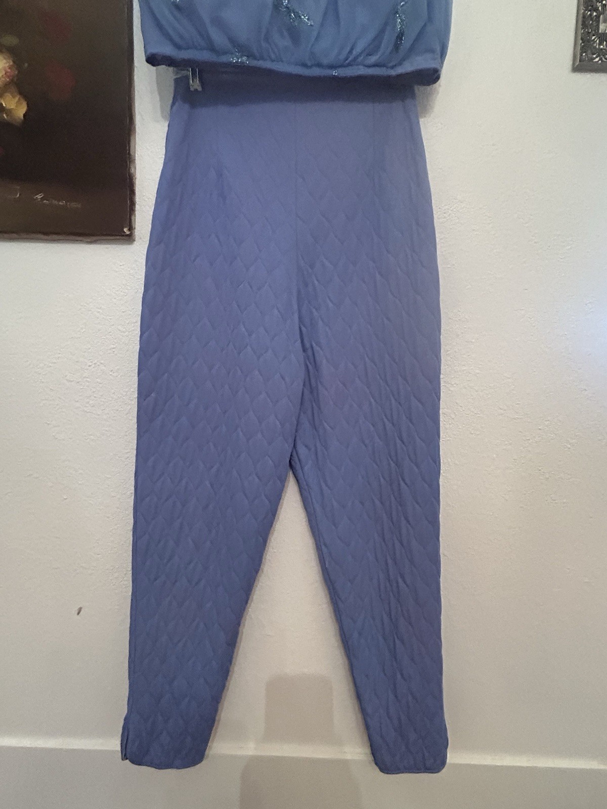 Vintage RARE Eyeful By Flaums Nylon/Sequin Top And Quilted Pants Lingerie Set Sm