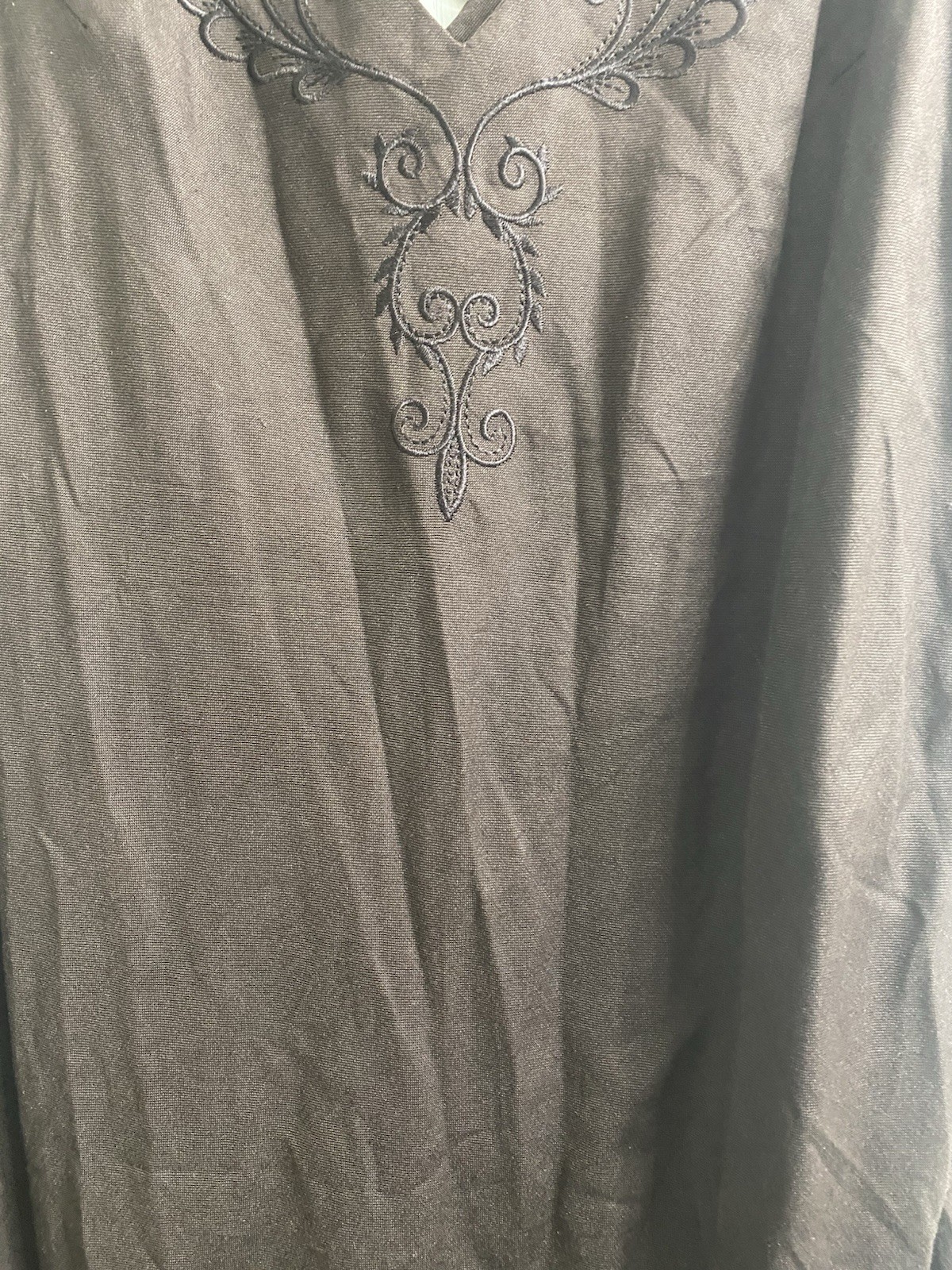 Vintage 90s Exclamation Chocolate Brown Embroidered Flounced Fairy Midi Dress XL