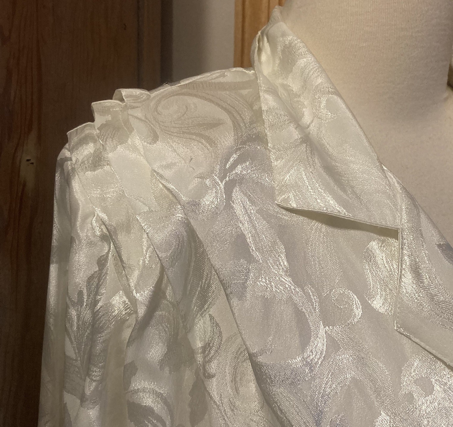 80s Vtg NEW Sateen Floral Career Blouse Shoulder Pads Pleated NOSWT Roaman’s A6