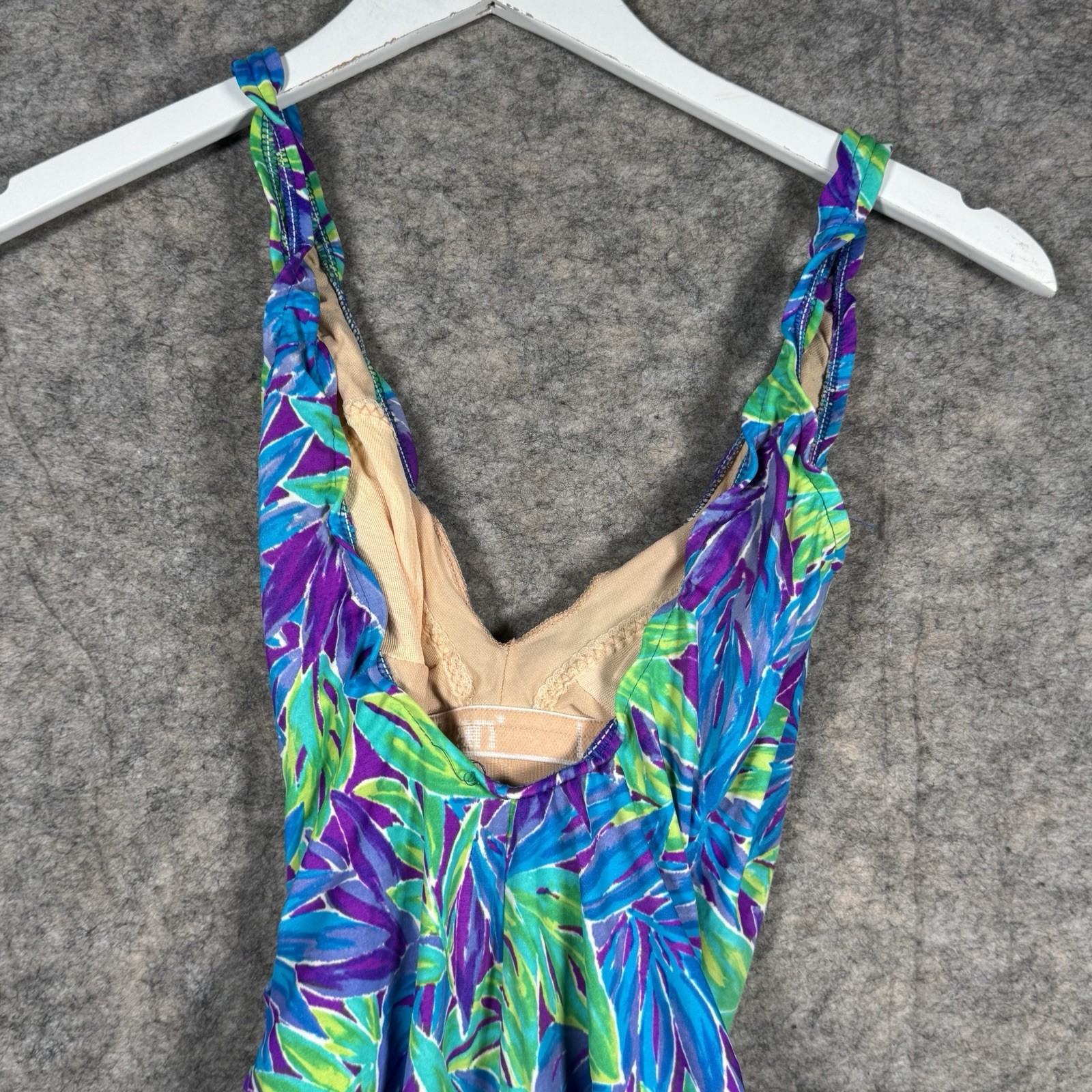 Vintage 90s Womens L.L. Bean Floral Multi-Color One Piece Bathing Suit Sz 10 L