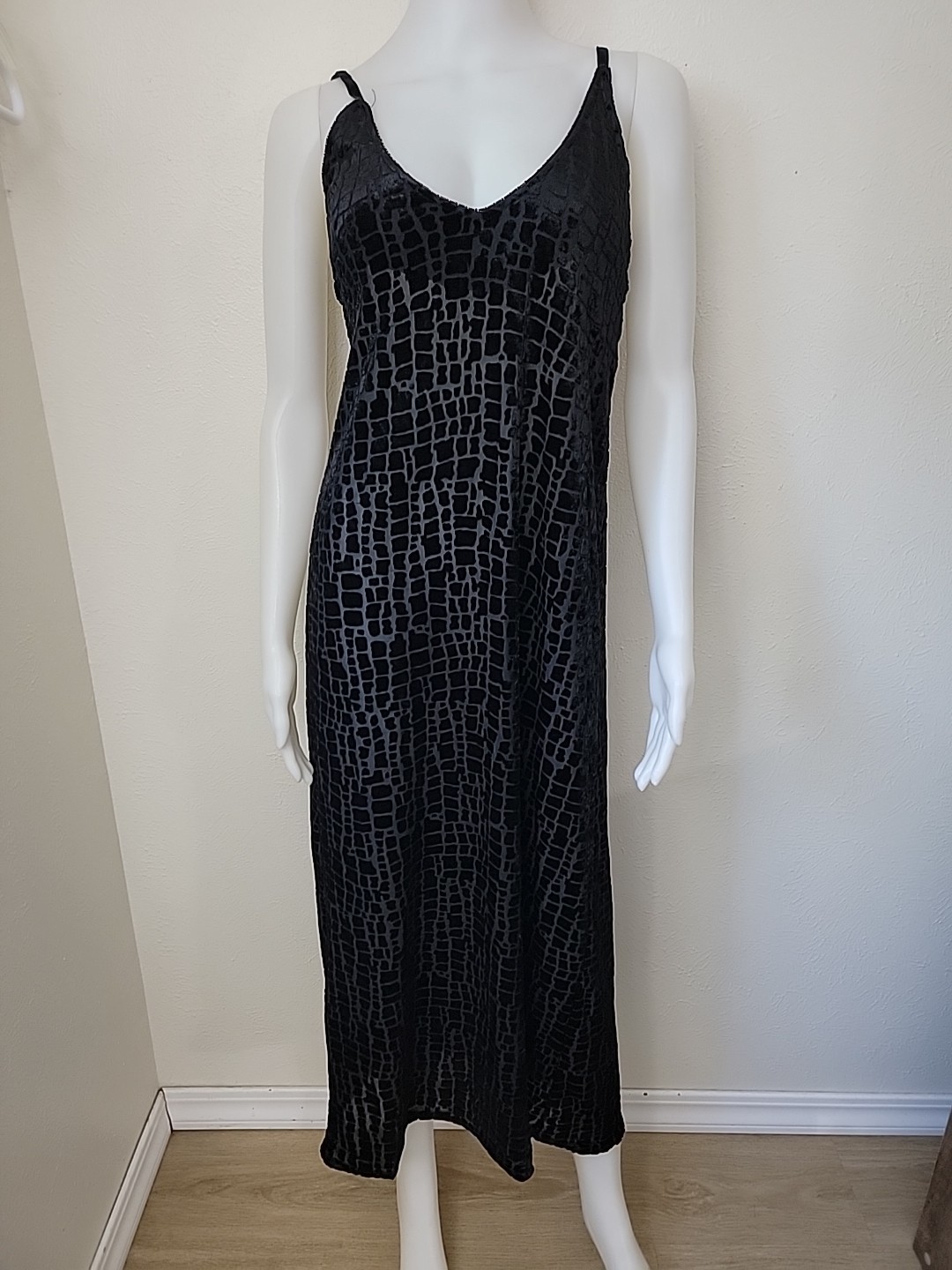 Vtg Valerie Stevens Velvet Sheer Dress Small Beaded Tied Back 90’s Whimsigoth