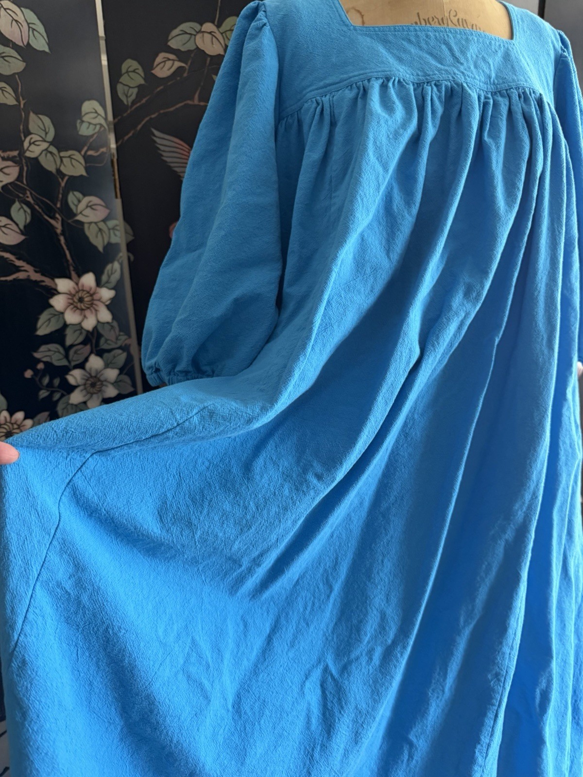 Vintage The Tog Shop Dress Ocean Blue Cotton Muumuu Cruisewear One Size