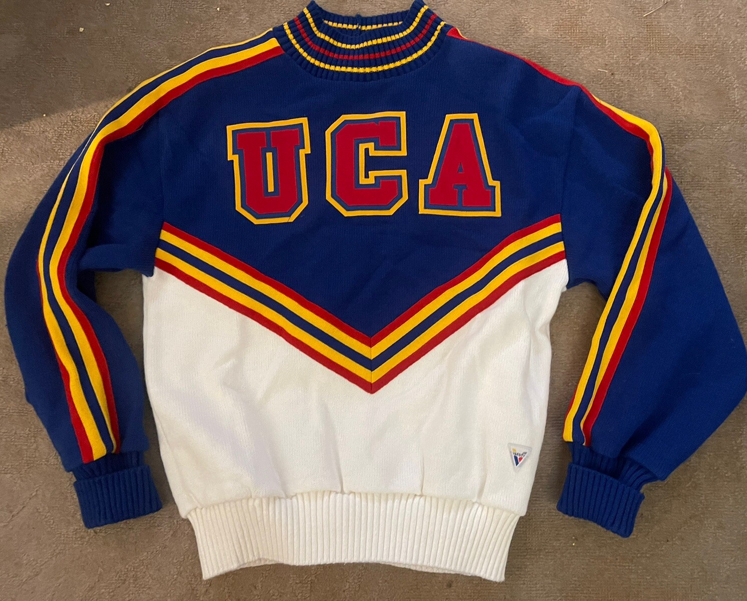 Vintage UCA 1980’s Varsity Spirit Fashions Cheer Sweater Made in USA Size 36