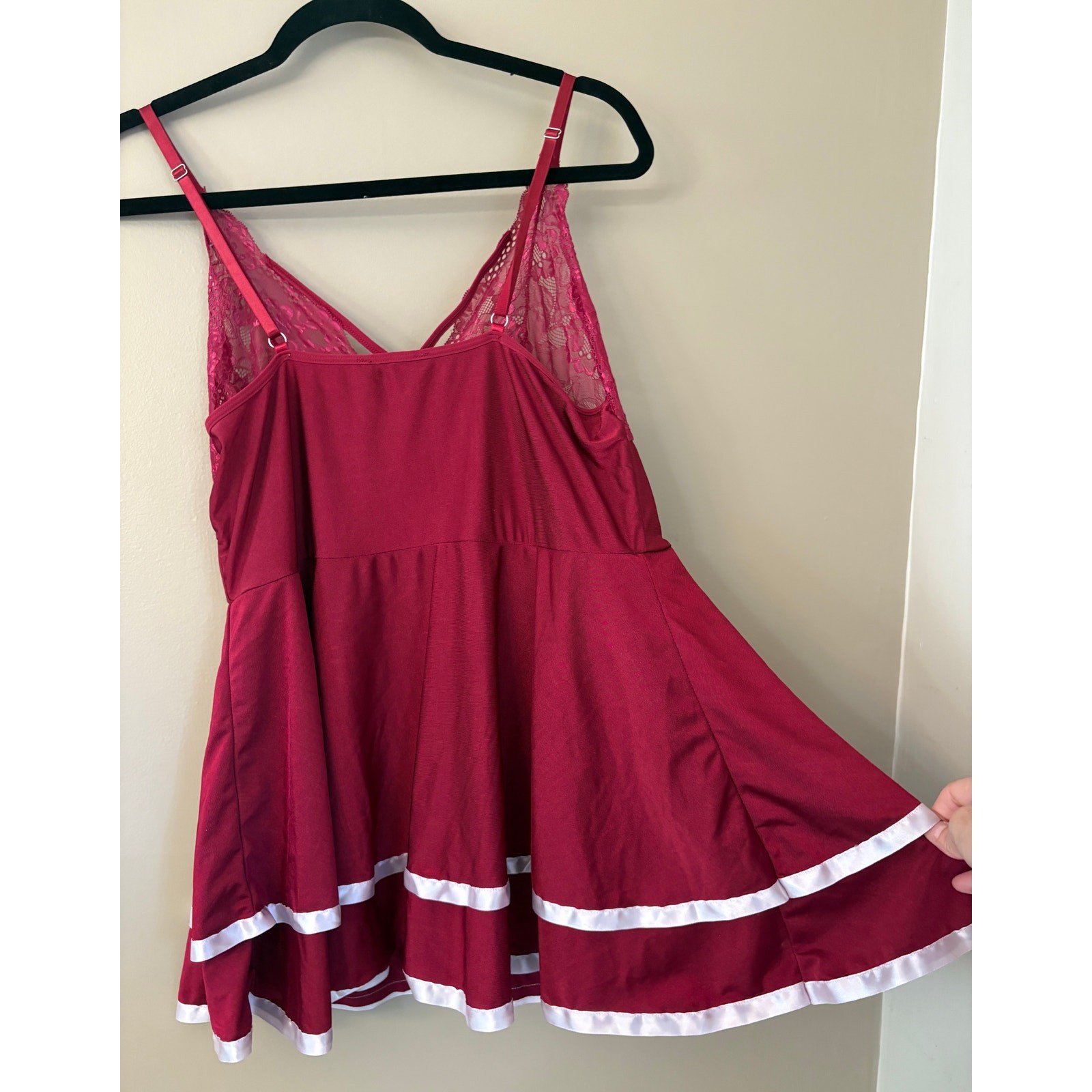 Avidlove Women Sexy Lingerie Lace Chemise Sleepwear Comfy Lingerie XXL Red White