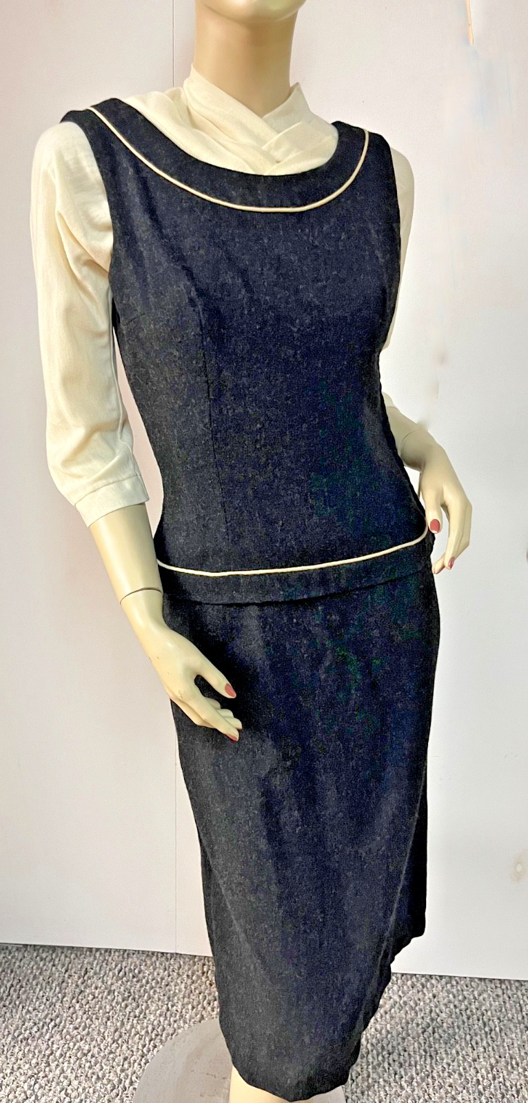 Vintage 1940s 1950s 2 PC David/Carole King Wool/Acrilan Dress Ensemble Bust 34