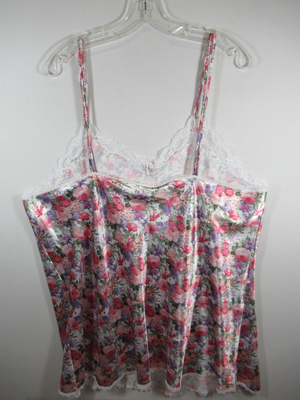 Vintage 90s Intimate Moods Satin Chemise Babydoll Plus Size Floral Sleeveless