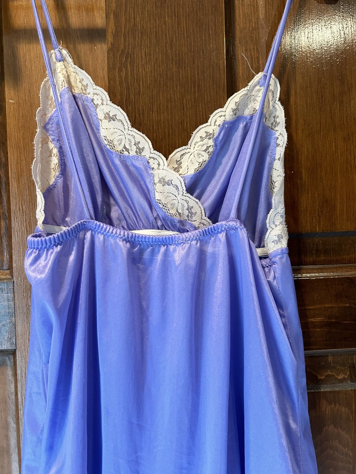 Vtg Papillon Paula Carbone Purple Satin Lace Nightgown Robe Peignoir Set 2pc