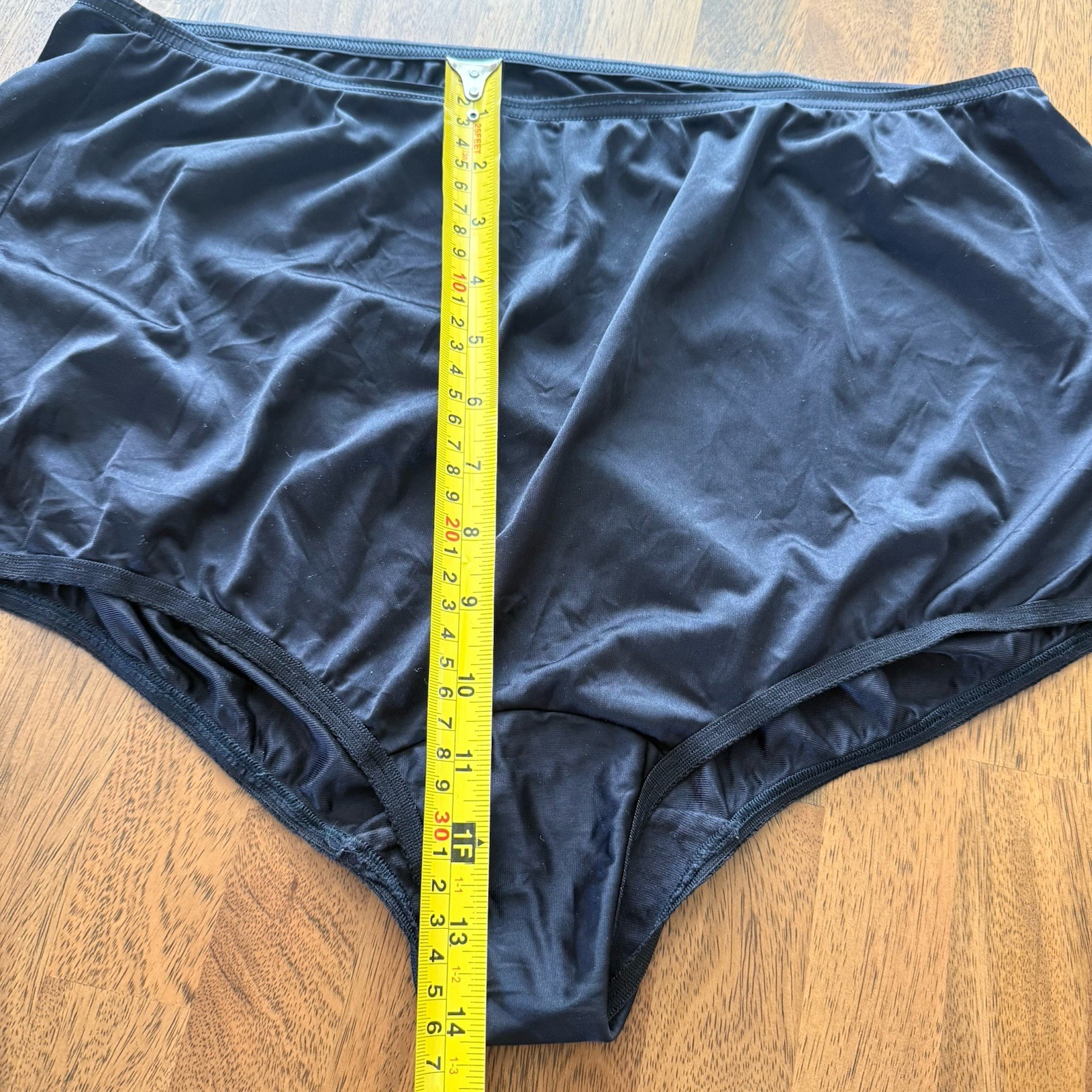Vtg Vanity Fair Panties Briefs Size 10 3XL Black Nylon Granny Satin Sissy Satin