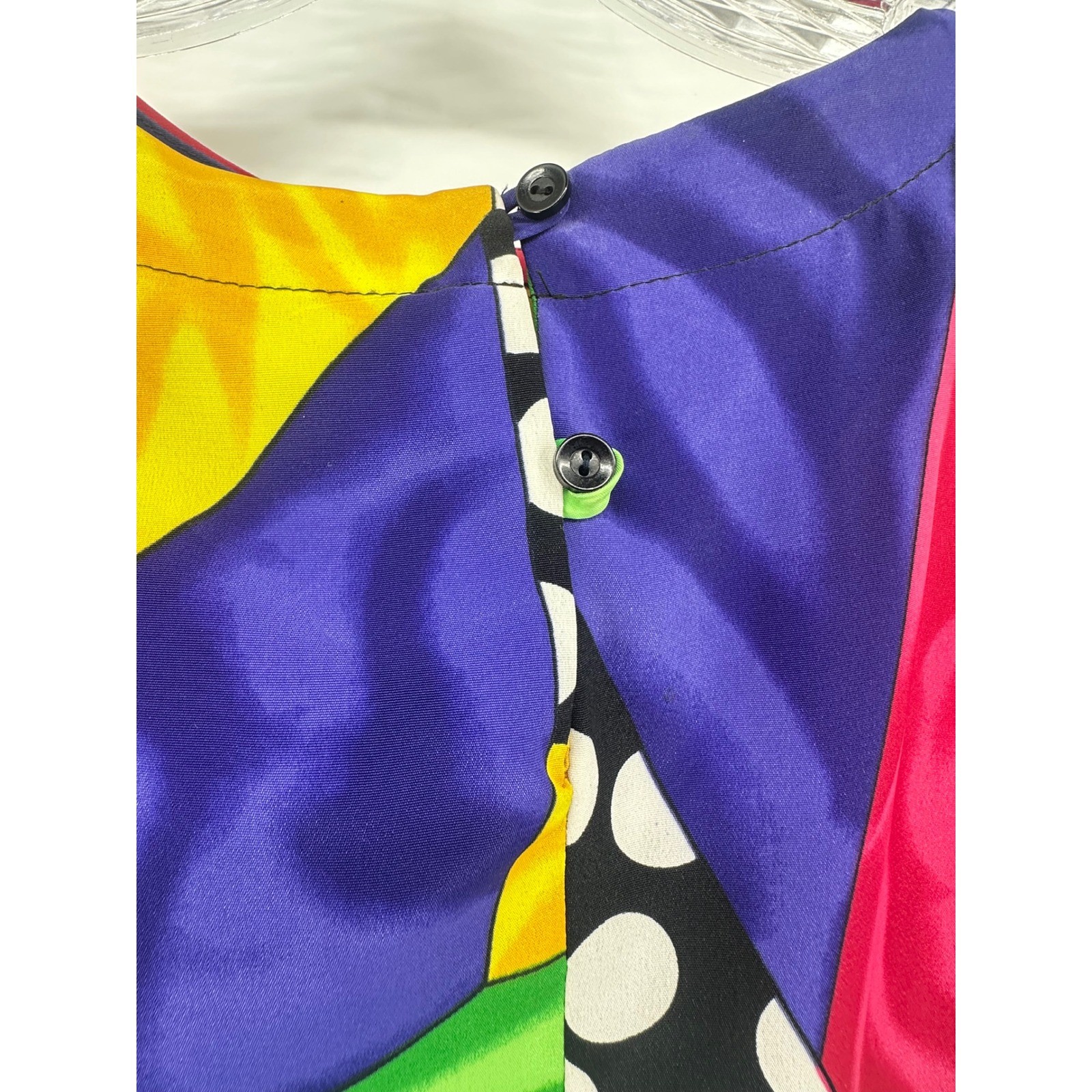 Renaissance Sportswear Vintage Multi Color Geometric Polka Dot Top Womens Small