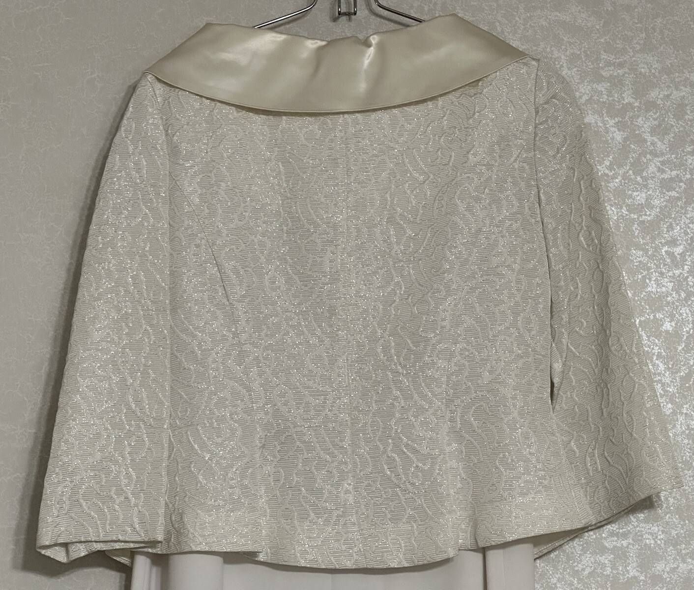 Leslie Fay Evenings Metallic Jacket and Maxi Skirt Set Ivory White Vintage 12