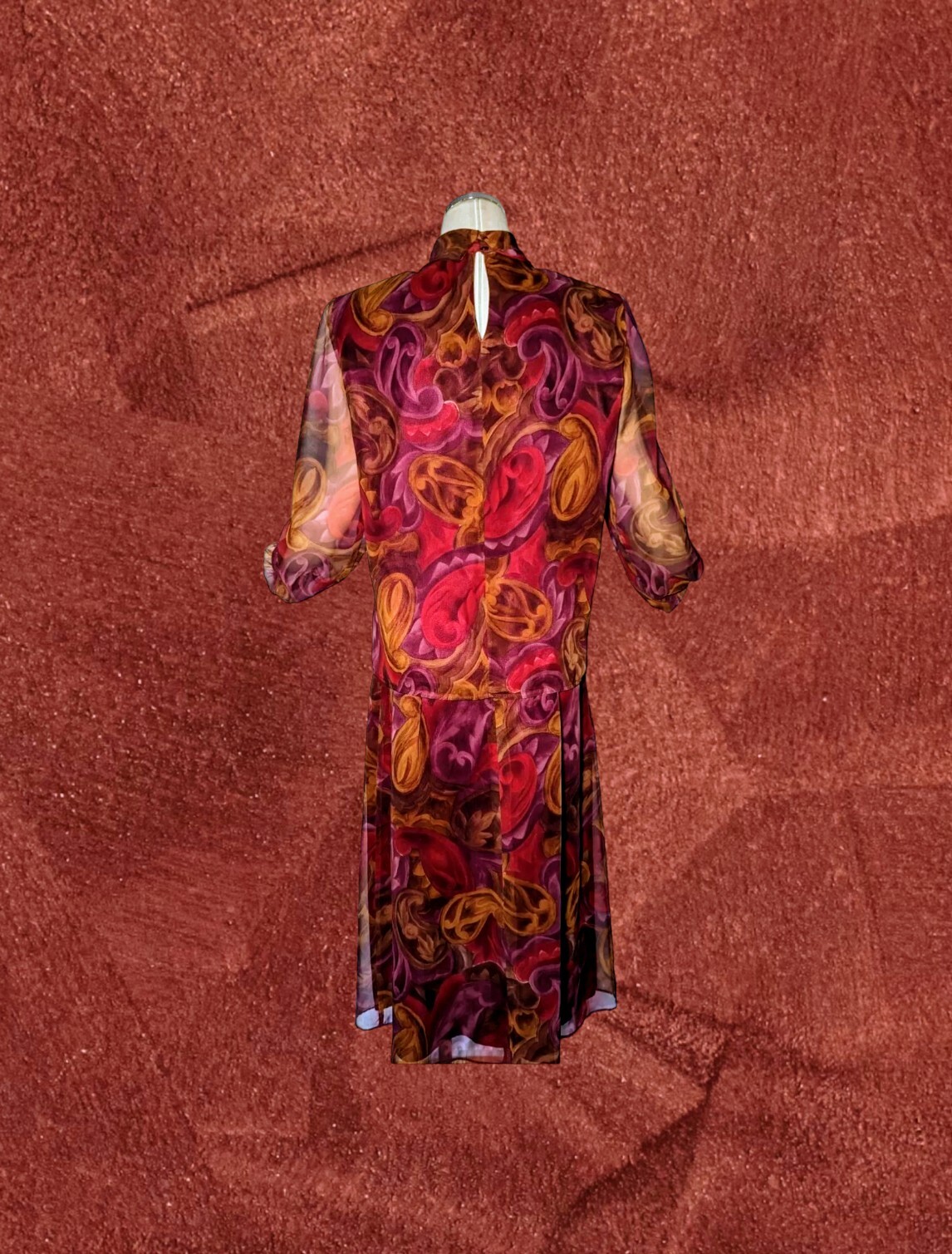 CITY GIRL Skirt Blouse Set Womens Sz 10 PAISLEY Burgundy Purple GORGEOUS VTG