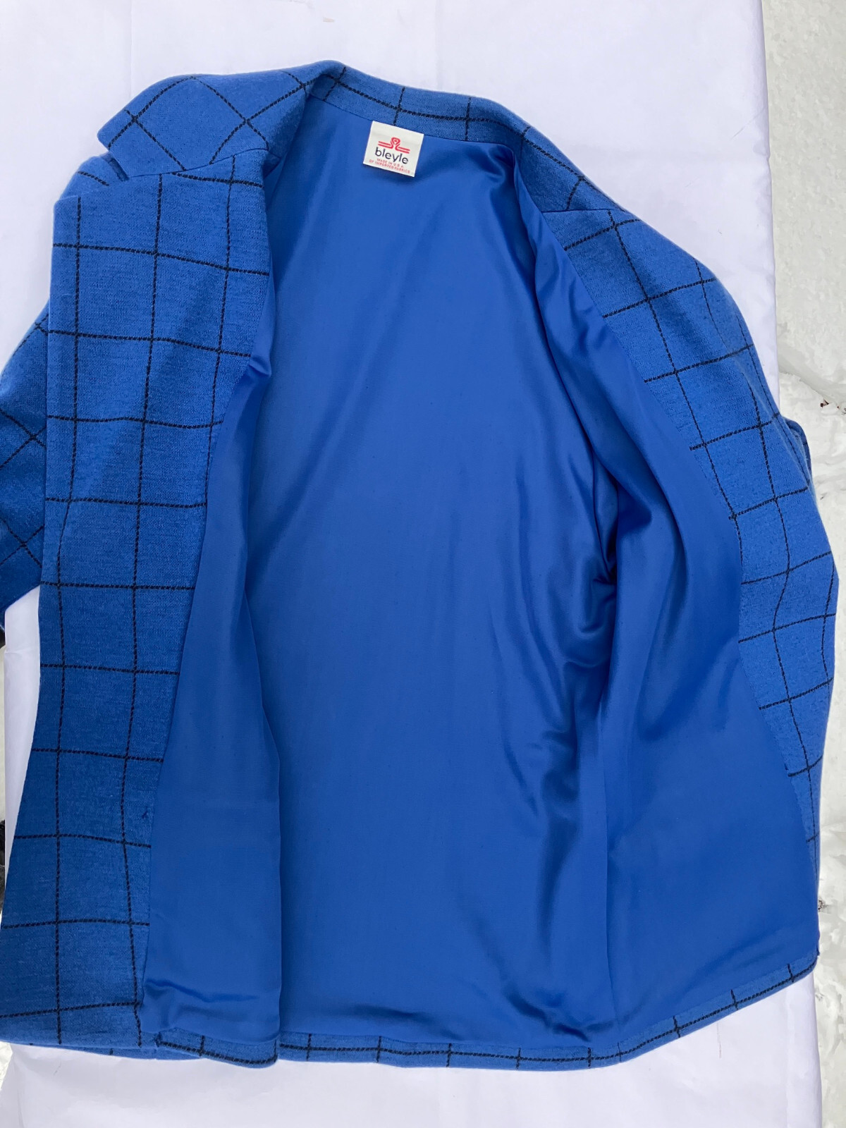 $310 orig NWT NOS sz 12 Bleyle suit pant jacket blue vintage virgin wool stretch