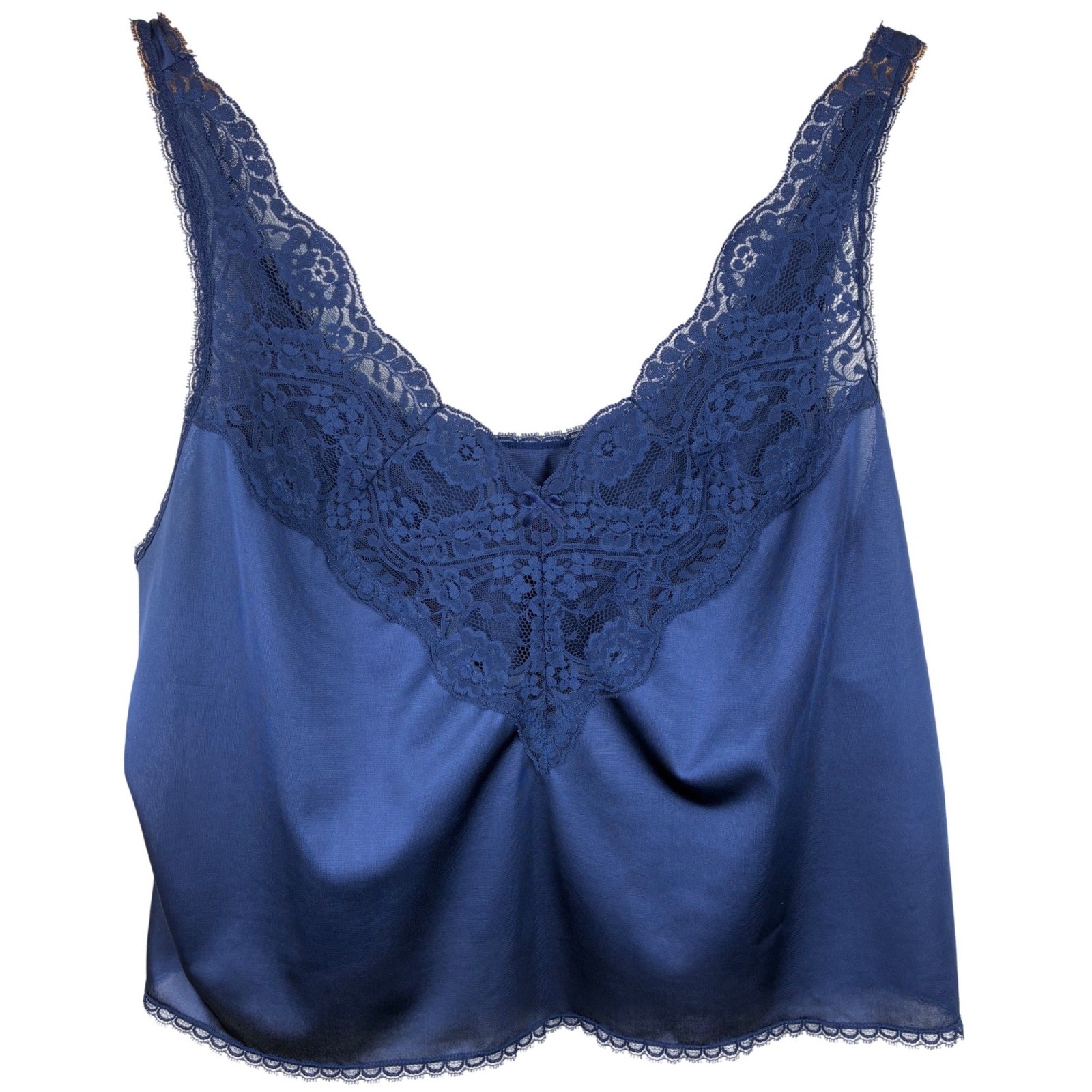 Vintage Body Lites JCPenney Navy Lace Camisole Fairy Coquette Size 42 XL