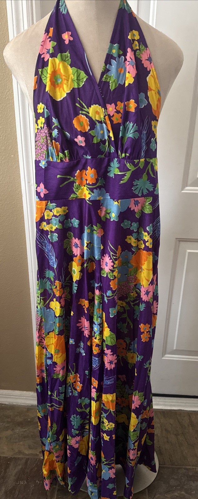 Vintage 70’s Fritzi of California Mod Purple Floral Jumpsuit Romper XS/S