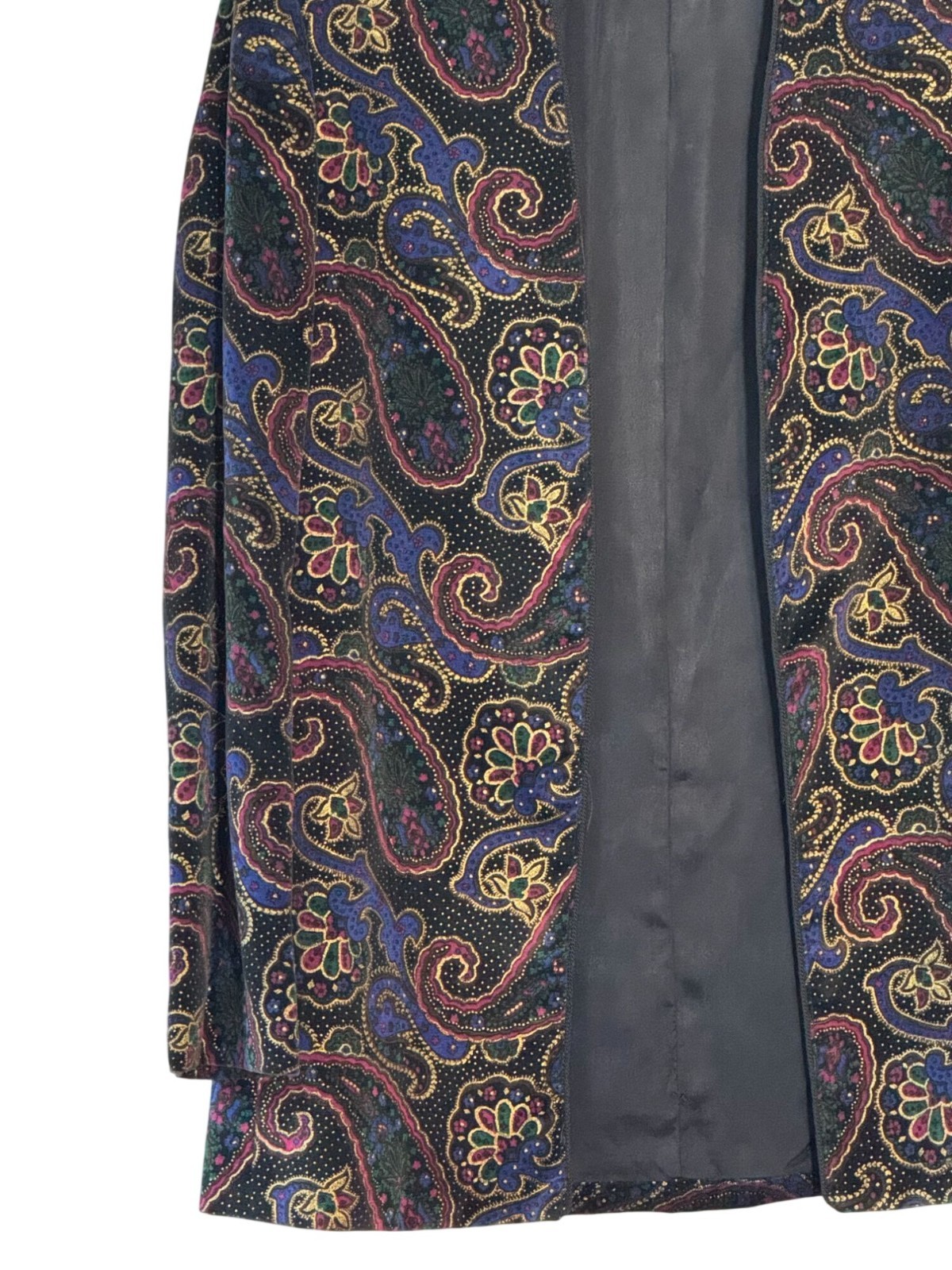 Vintage Koret Size 8 Velvet Paisley Open Front Blazer Jacket Shoulder Pads Soft