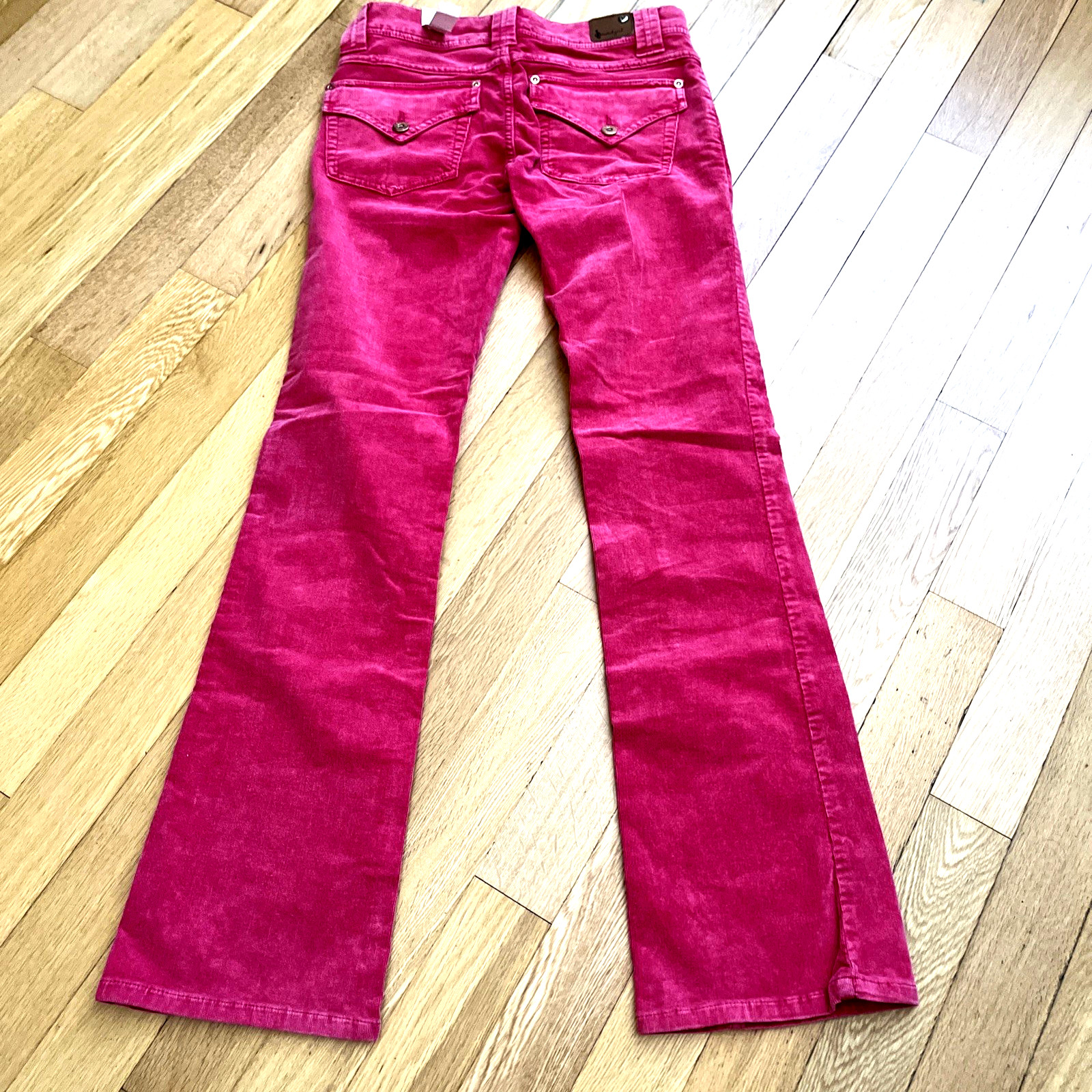 Vintage Soundgirl Pink Corduroy Skinny Leg Flared Pants Size 7 NWT Pockets Retro