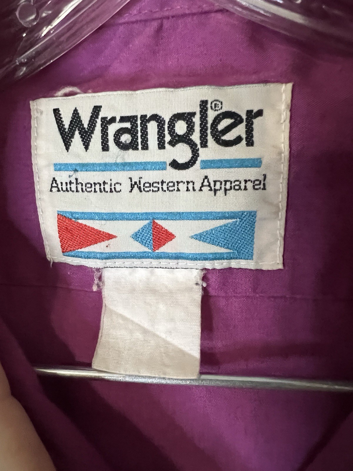 Vintage Wrangler Womens Western Shirt Sz L-XL Purple Rhinestones Crystal Aztec