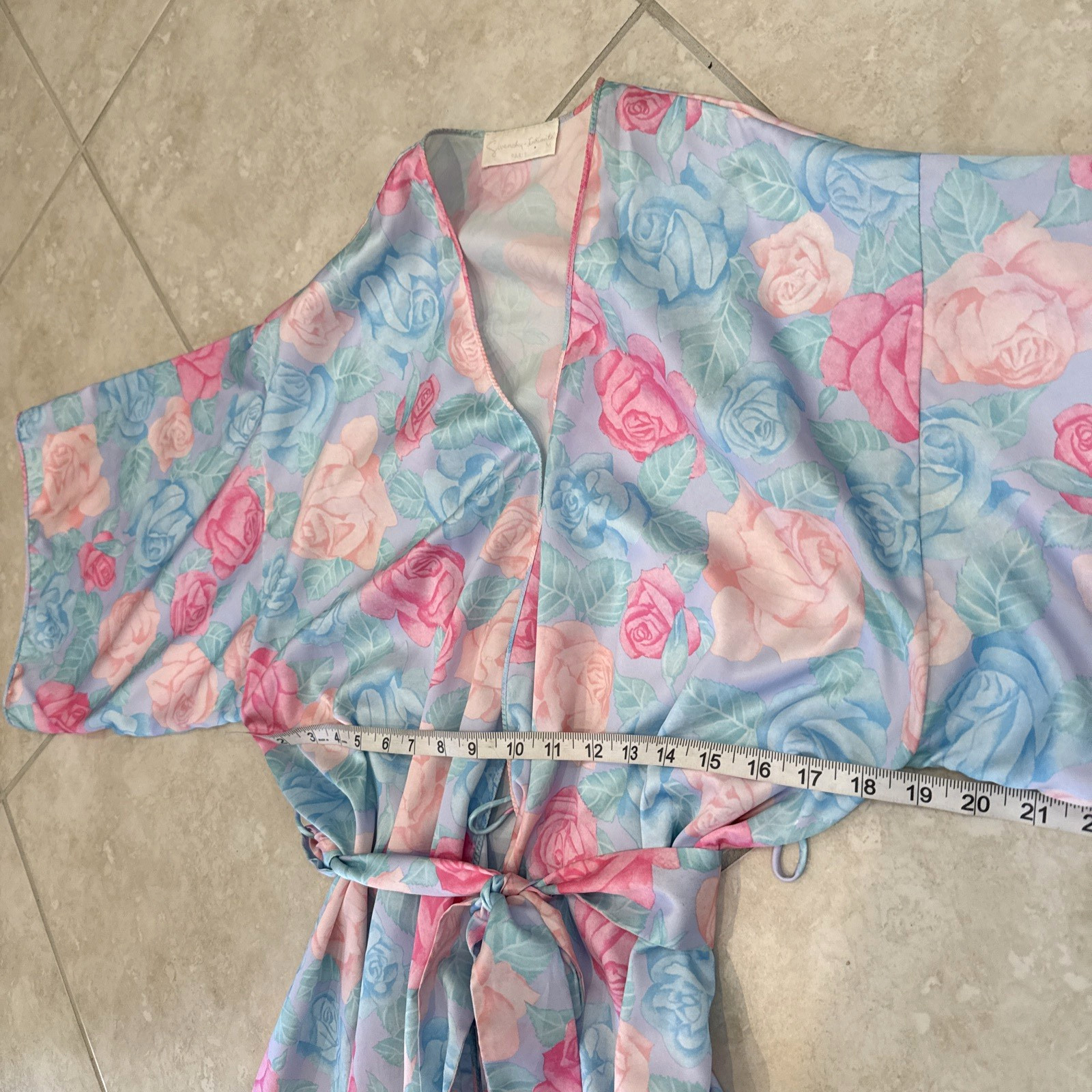 VTG Givenchy Intimité Paris Set Sz M Floral Robe & Peignoir Pastel Golden Girls*