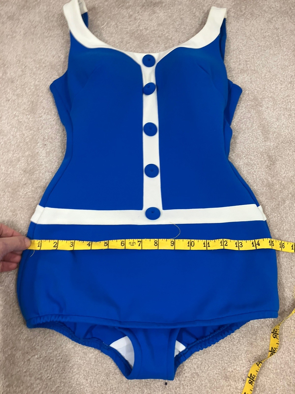 Vintage 1960s Sirena Of California Swimsuit Buttons Women’s Size Small 2 4 Blue