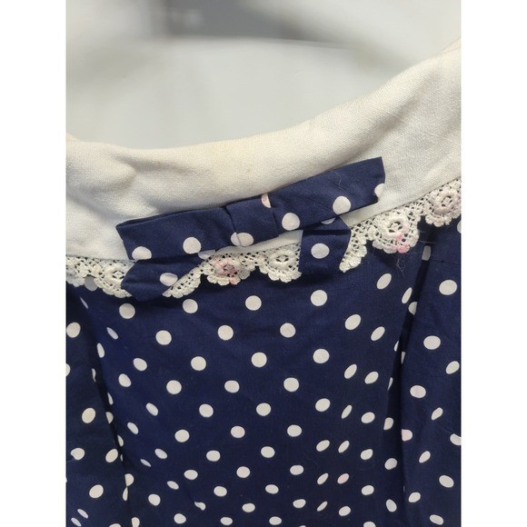 Vtg Homemade 70s Sailor Nautical poke a dot Dress small See Measurements