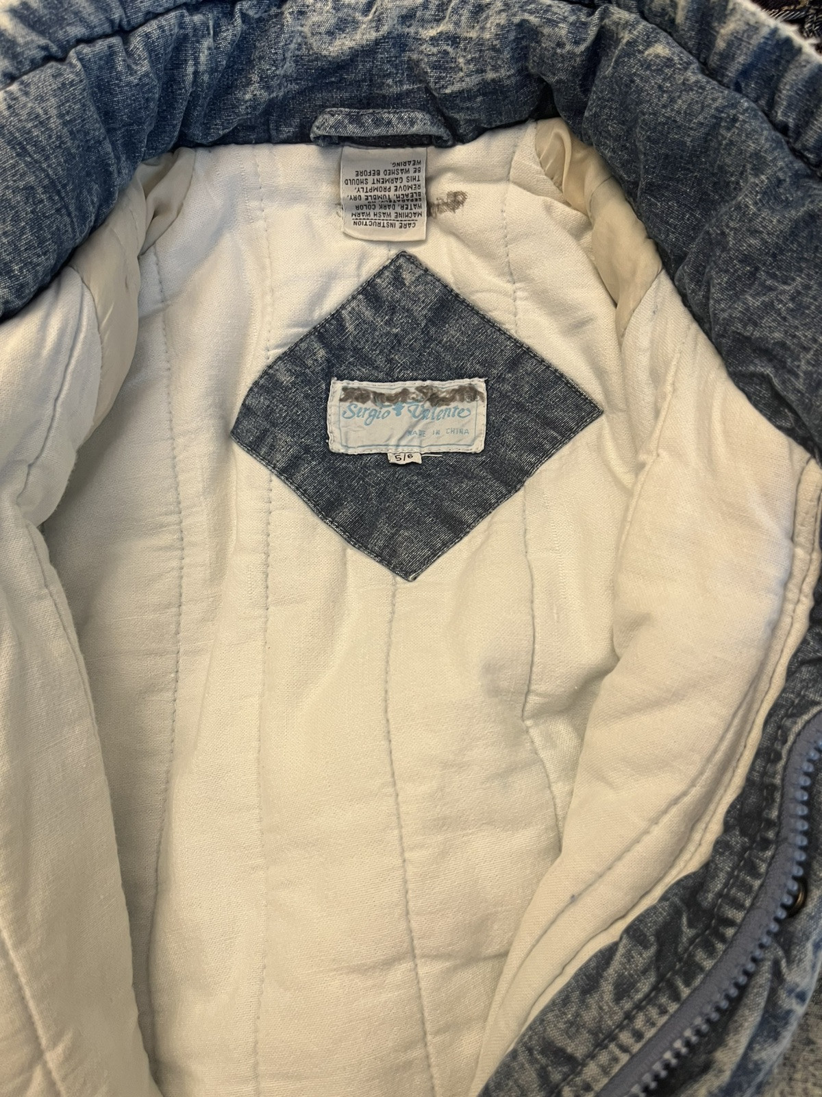 VTG 80’s Acid Wash Long Denim Jean Coat Jacket Sergio Valente 5/6