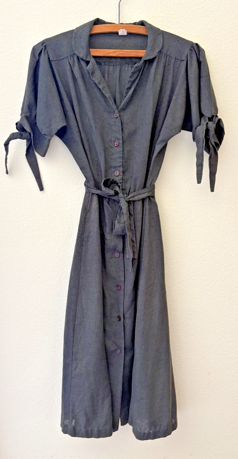 Vintage 70s Black A Line Dress Sheer Button Down Sz 2/4 S Gothic Western Prarie