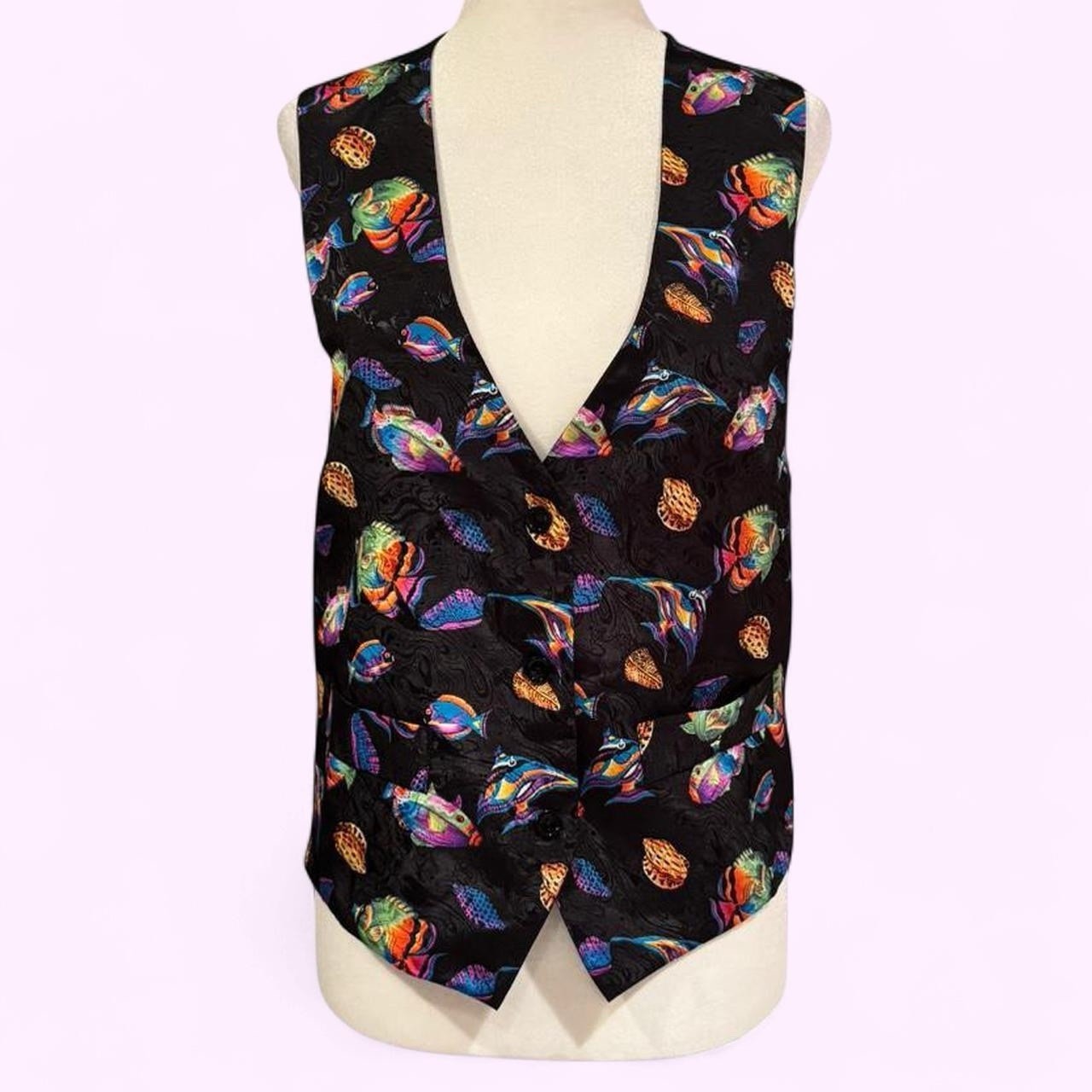Vintage 80s/90s Unique Formalwear Vest With Unique Tropical Fish Pattern Size S