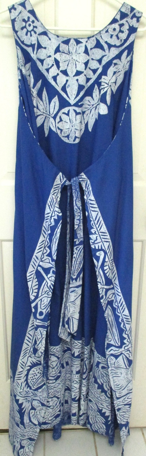 MCM 1970s AUSTRALIAN INDIGENOUS COTTON BLOCK PRINT DRESS ONE SIZE HAND DYED NOS