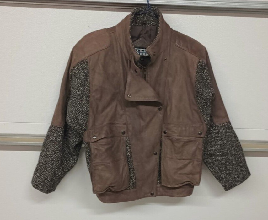 Vintage Winlit Ladie’s Leather & Wool Bomber Jacket Size 5/6 Y2K Style